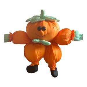 Vtg 90s Halloween Pumpkin Puffy Nylon Stuffed 22" Plush Joelson International